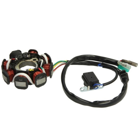 Stator Gy6 125-150cc, 8 poli, 5 fire, senzor scanteie, 88x4mm