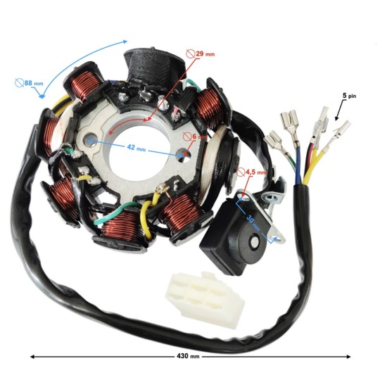Stator cross 250 / Loncin / CB 250 8 bobnine 2 prinderi racire aer