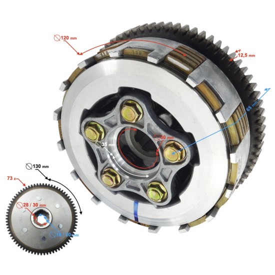 Ambreiaj cross/atv 200-250cc, 73 dinti, 6 /5+1 disc