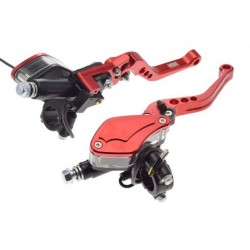 Set manete moto frana si ambreiaj, hidraulic, rosu