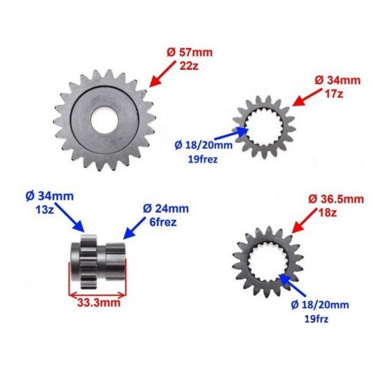 Set pinioane cutie cross 140cc YX140