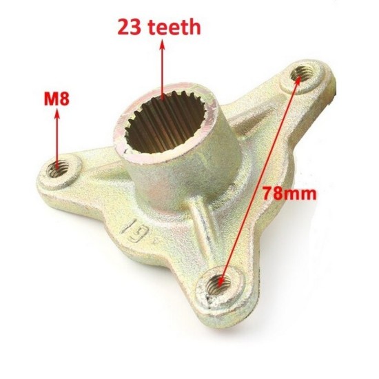 Butuc spate atv 3 prezoane ax 24mm,23  dinti, distanta prinderi 78mm