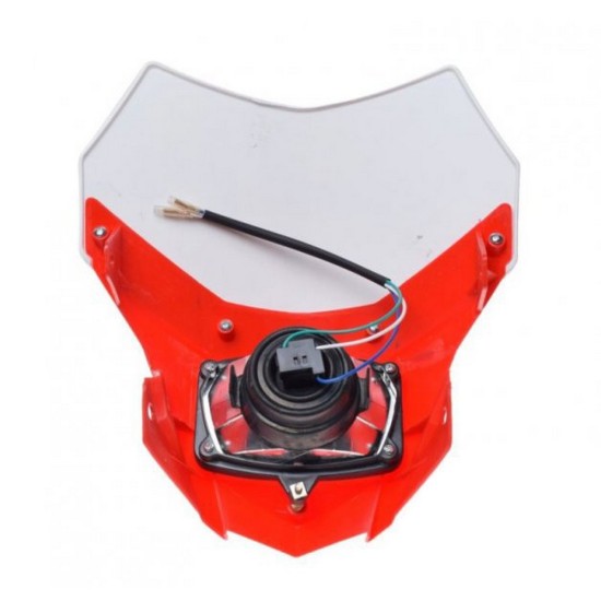 Far moto universal + kit prinderi, alb/rosu