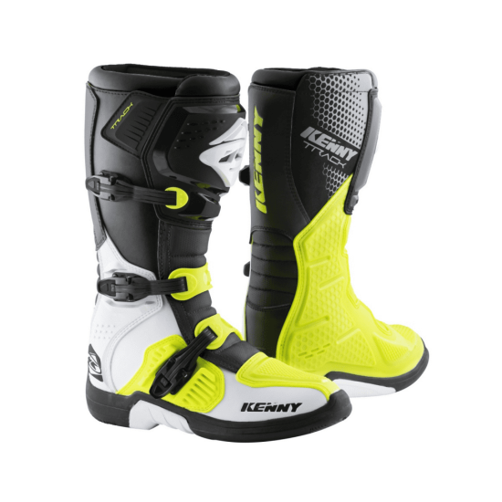 Cizme cross/atv Kenny Racing Track alb/negru/galben fluo marime 42