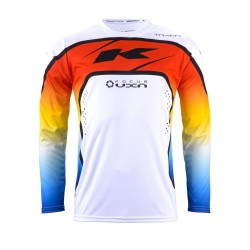 Tricou cross/enduro Ufo Track Focus alb/albastru/rosu marime S