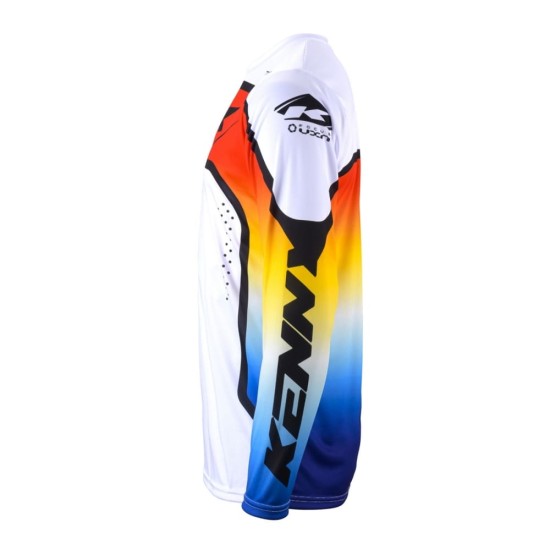 Tricou cross/enduro Ufo Track Focus alb/albastru/rosu marime S