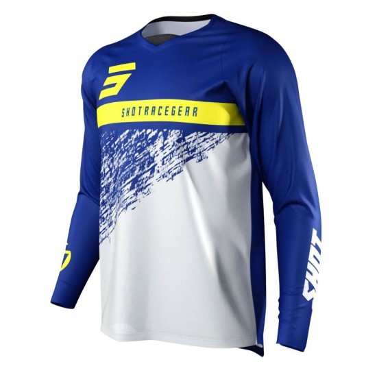 Tricou cross/enduro Shot Racing Devo Roll albastru/alb/galben marime L