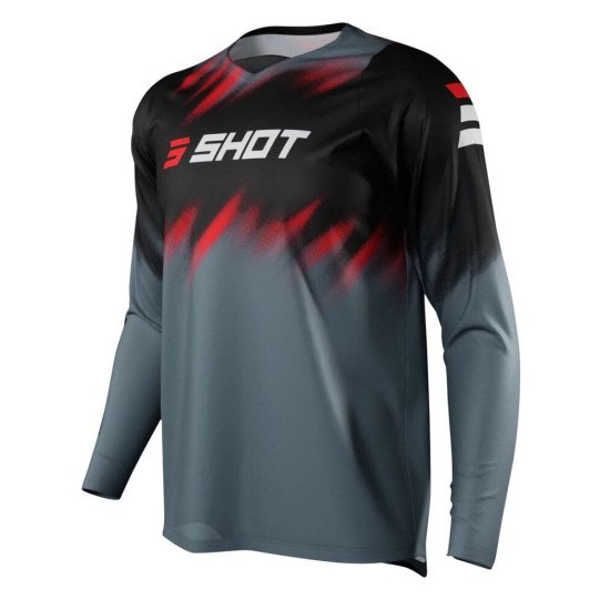 Tricou cross/enduro Shot Racing Devo Versus gri/negru/rosu marime L