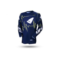 Tricou cross/enduro Ufo Slim Adrenaline albastru/galben fluo marime M