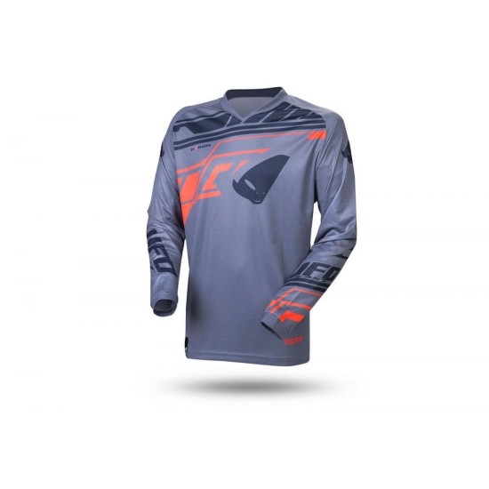 Tricou cross/enduro Ufo Heron gri/portocaliu marime L