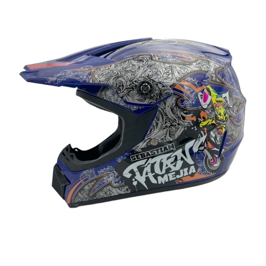 Casca cross/atv copii Mejia albastru/gri marime S