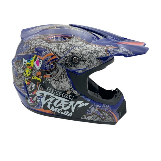 Casca cross/atv copii Mejia albastru/gri marime S