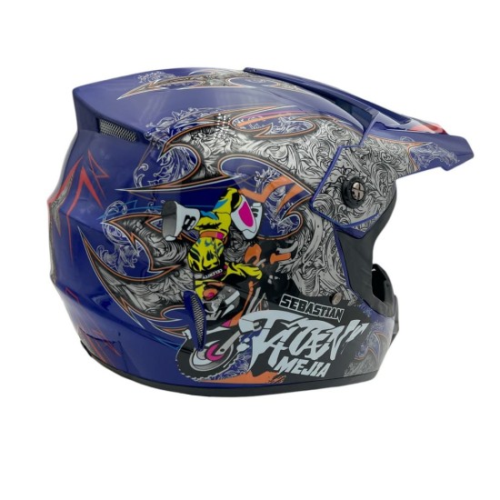 Casca cross/atv copii Mejia albastru/gri marime S