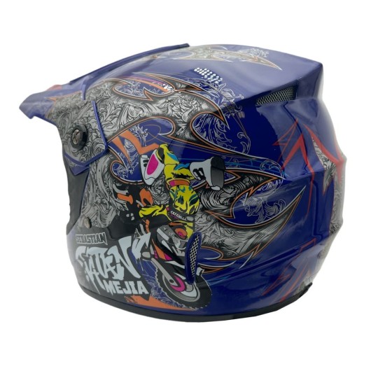 Casca cross/atv copii Mejia albastru/gri marime S