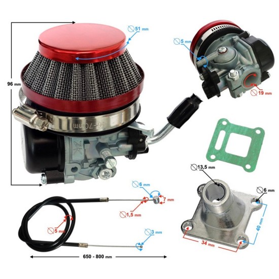 Carburator complet Pocket Bike