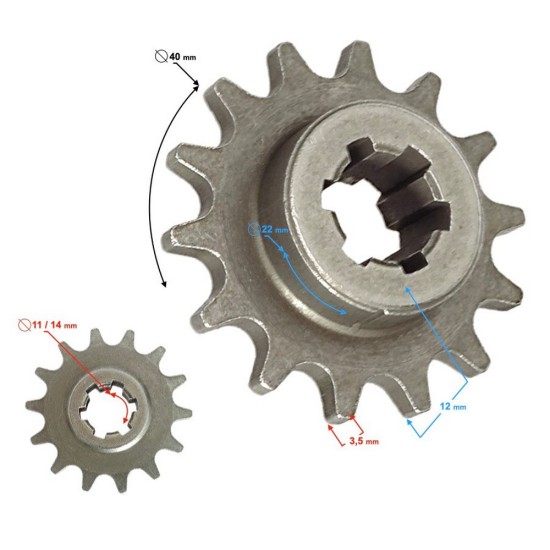 Pinion fata pocket cross-mini-atv , 14 dinti