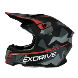 Casca cross/atv Exdrive negru/gri/rosu mat marime XS