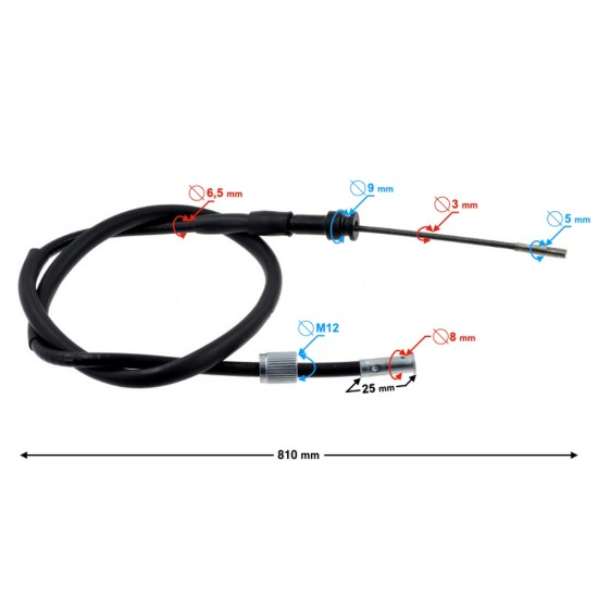 Cablu kilometraj moped, lungime 810mm