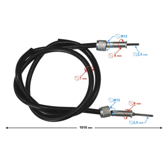 Cablu kilometraj scuter/moped, lungime 1010mm