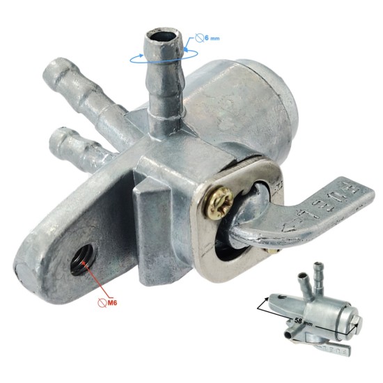 Robinet benzina cu 3 conectori, M6