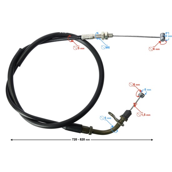 Cablu acceleratie moped-scuter F2, lungime 720/820mm