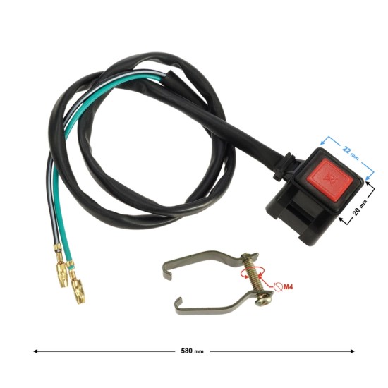 Buton universal oprire moto, patrat