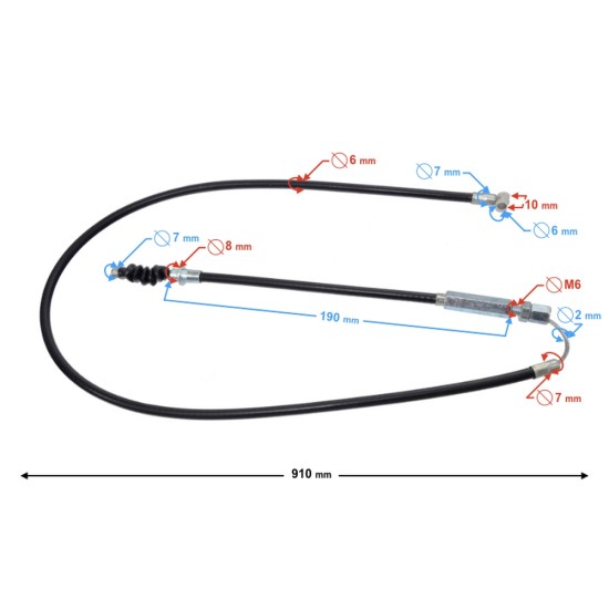 Cablu ambreiaj cross 110-125cc, lungime 910mm