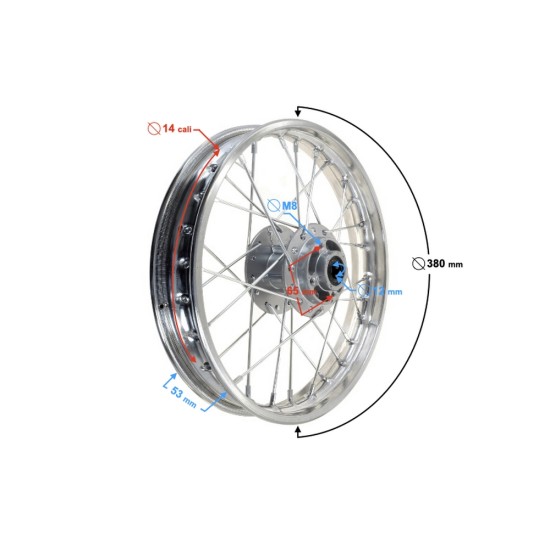Roata fata cross 14 inch, ax 12mm