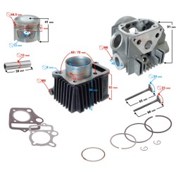 Set cilindru-chiuloasa-supape moped-atv 4T 47mm 70cc