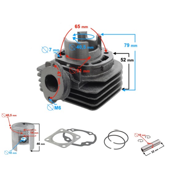 Set motor scuter TGB/Suzuki 50cc, 40.50mm