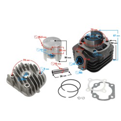 Set cilindru-chiuloasa Aprilia-Yamaha-Minarelli 70cc, 40.00mm, bolt 10mm