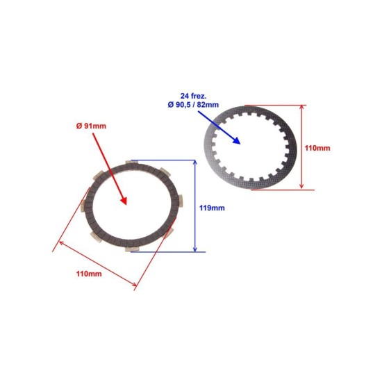 Kit discuri ambreiaj CG150-250cc, 6 discuri textolit, 5 discuri otel, 6 arcuri