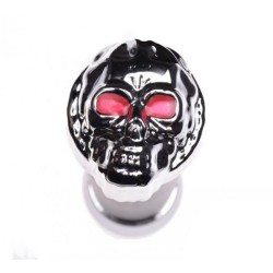 Set mansoane moto, skull, negru/chrome, 22mm
