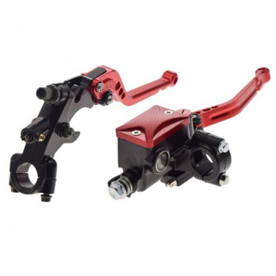 Set manete universale frana-ambreiaj moto, reglabile/rabatabile, rosu
