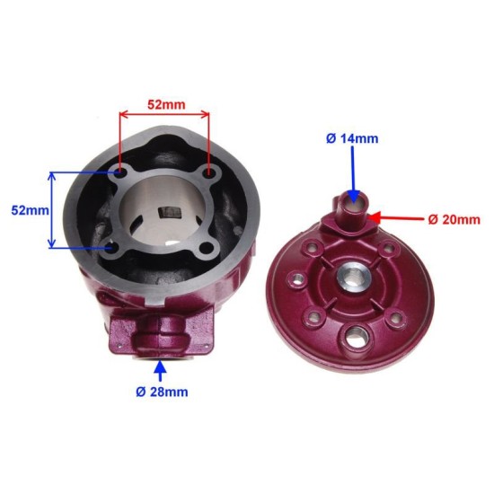Kit cilindru 2T AM6 Minarelli LC 90cc, 49.00mm, Rival Store