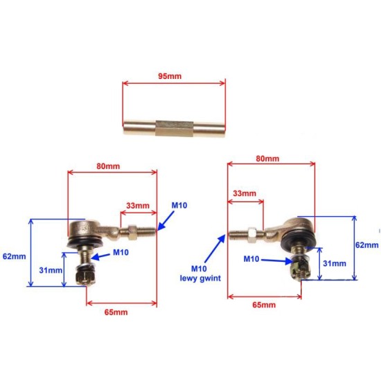 Bieleta directie atv 110cc, filet 10mm, Rival Store