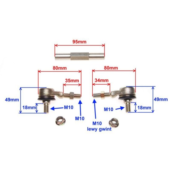 Bieleta directie atv 110cc, filet 10mm, Rival Store