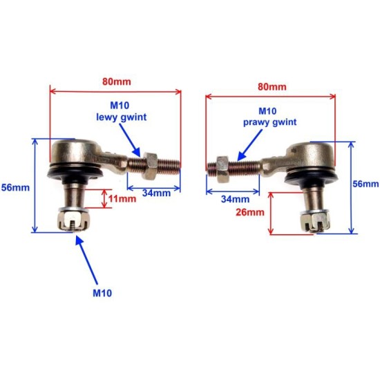 Set capete de bara stanga-drapta M10/10 conic, Rival Store