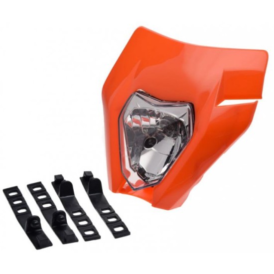 Carena si far fata cu prinderi universal cross-enduro Rival Store, F1 portocaliu