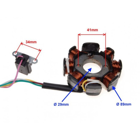 Stator-magnetou atv, 8 bobine, 5 fire, Rival Store