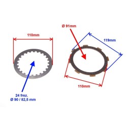 Discuri ambreiaj atv 150-200-250cc, 6 placi ferodo - 5 placi otel, Rival Store