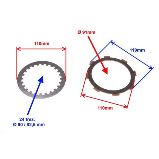 Discuri ambreiaj atv 150-200-250cc, 6 placi ferodo - 5 placi otel, Rival Store