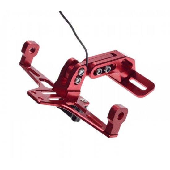 Suport reglabil nr inmatrculare cu iluminare led universal atv-moto, aluminiu, rosu, Rival Store