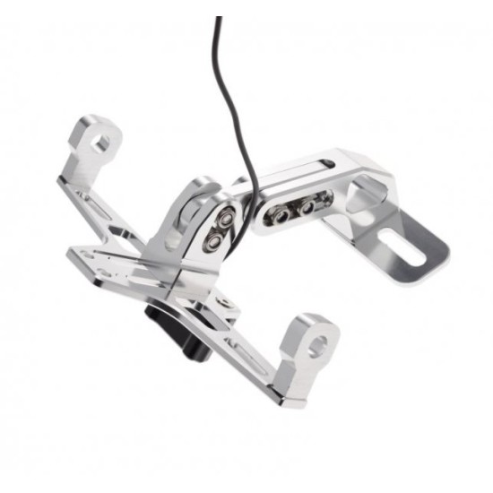 Suport reglabil nr inmatrculare cu iluminare led universal atv-moto, aluminiu, argintiu, Rival Store