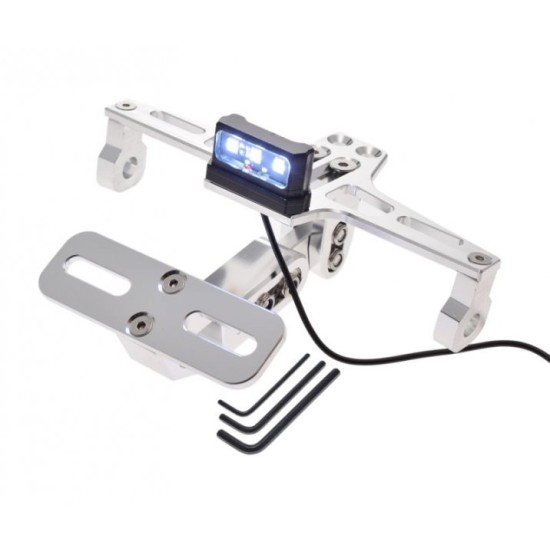 Suport reglabil nr inmatrculare cu iluminare led universal atv-moto, aluminiu, argintiu, Rival Store