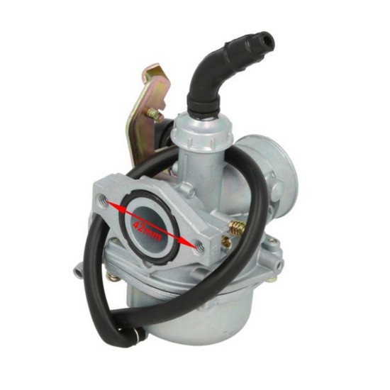 Carburator atv-cross-moped 50-125, cu robinet benzina, soc manual pe cablu, distanta prinderi 42mm